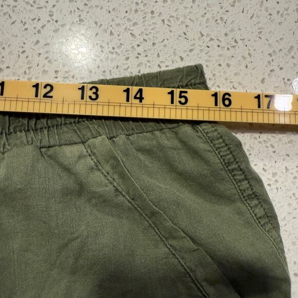 Anthropologie Mermaid Olive Green Embroidered Linen Blend Shorts Women Medium - Picture 9 of 9